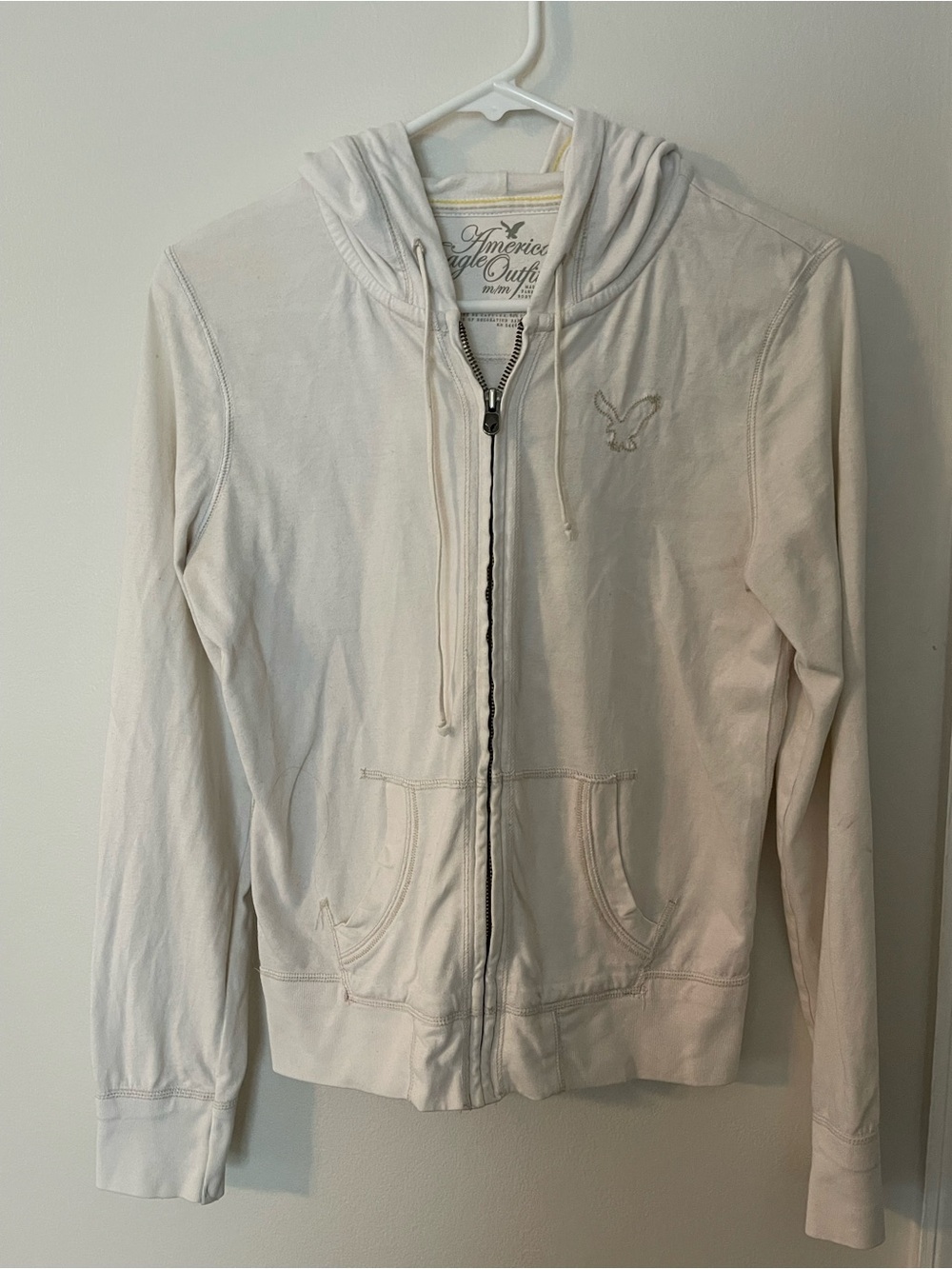 American Eagle Outfitters White Zip-Up Utility Hoodie